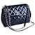 Chanel Borsa con patta con carta e sacchetto per la polvere Blu Blu navy Blu scuro Pelle Pelle verniciata  ref.440945