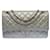 Chanel raro y sublime 2.55 en piel acolchada plateada metalizada, Guarnición en métal argenté Plata Cuero  ref.443929