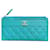 Chanel Bourses, portefeuilles, cas Cuir Turquoise  ref.444049