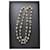 Chanel CC A20V Logo Klassische lange Halskette aus Perlen und Kristallen Silber Metall  ref.444680