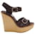 Chloé Chloe Buckle Wedge Wooden Sandals in Brown Leather  ref.448066