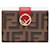 F is Fendi porta-cartões com reforço de couro vermelho Marrom  ref.455263