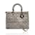 Christian Dior Hellgraue Lady Dior Tasche aus gestepptem Leder in Cannage  ref.456453