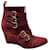 Tabitha Simmons Harley 80 Buckle Wedge Boots in Burgundy Suede Dark red  ref.458775
