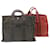 Hermès HERMES Fourre Tout Her Line Hand Bag Canvas 2Set Gray Black Red Auth ar5968 Grey Cotton  ref.459551