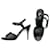 Yves Saint Laurent Sandalias YSL en piel negra con frente grabado Negro Cuero  ref.462478