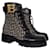 Balmain Romy Ranger Ankle Boots in Black and Beige Monogram Canvas Leather  ref.463524