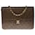 Timeless Splendid & Rare Chanel Pochette Classique Flap bag shoulder bag in Khaki quilted leather, garniture en métal doré Brown  ref.464491