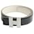 Hermès [Used] Hermes HERMES / Kadena H buckle belt / # 80 / black × white / silver metal fittings / □ D engraved (manufactured in 2000) Silvery Metallic Leather  ref.466578