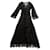 Carine Gilson robe longue cache-cœur en soie et dentelle noire  ref.467100