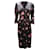 Reformation Floral Print Midi Dress with Waist Tie in Black Silk  ref.469161