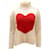 Kate Spade Heart Knit Mock Neck Sweater in White Ivory Viscose Cream Cellulose fibre  ref.471342