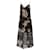 Alexander Mcqueen MCQ Lace-Paneled Floral Midi Dress in Black Silk  ref.471371