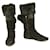 TOD'S Gommino Black Suede Fur Pom Pom Flat Half Zipper Boots ( 38 ? )  ref.471997