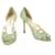 Brian Atwood Chaussures à talons hauts en cuir de lézard bleu clair à bout ouvert et escarpins latéraux 39 Cuirs exotiques  ref.472011