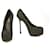 Yves Saint Laurent YSL Tribute Gray Fabric Round toe Platform Heels Pumps 40 Grey Cloth  ref.472944