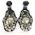 [Used] Prada PRADA 1AJC91 Tessuto Stone Bijoux Accessory Earrings Nylon / Metal Ladies NERO Black / Silver Metal Fittings Silvery Metallic  ref.473299
