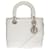Christian Dior Magnífica bolsa Dior Lady D-Lite Medium bordada com o motivo Cannage off-white, Garniture en métal argenté Branco Algodão  ref.475242