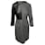 Alexander McQueen Robe mi-longue avec détails en cuir en laine grise  ref.477842