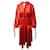 Self portrait Self-Portrait Keyhole Peplum Asymmetric Dress in Red Satin  ref.479677