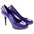 Decolleté Louis Vuitton open toe in vernice viola con tacco a lucchetto Porpora - vista 3