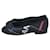 CHANEL Zapatos de salón planos / 36 / BLK / Nailon acolchado / Logo bordado total pattern Negro  ref.482040