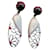 Autre Marque Silver dangling earrings 925 and pieces of Coral surrounding an Onyx. Silvery  ref.485179