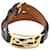 Hermès Brazalete Hermes Horse Logo forrado Tour en cuero negro  ref.485205