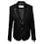 Saint Laurent Blazer mit Kunstlederbesatz aus schwarzer Wolle  ref.487275