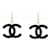 Chanel xl cc on hoops black enamel Silvery Metal  ref.487978