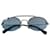 Óculos de sol ovais Miu Miu com barra de strass em metal azul claro  ref.488275
