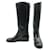 Chanel riding boots in black leather  ref.488335