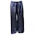 Autre Marque Pantaloni Monse a gamba larga gessati con bottoni automatici in raso blu navy  ref.488681