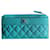 Chanel Timeless Classique card wallet Turquoise Leather  ref.489539