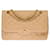 Splendide Sac Chanel Classique à double rabat en cuir matelassé beige, garniture en métal doré  ref.489588
