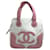 [Used] CHANEL Coco Mark CC Marshmallow Tote Bag Handbag Canvas Ladies Pink x White  ref.489811