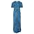 Autre Marque Rixo Tonya Mono Upperr Vestido Midi Abotoado em Poliéster Azul Estampado  ref.490450