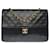 Sac Chanel Classique flap bag medium 25 cm en cuir noir, garniture en métal doré  ref.491255