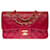 Classique Le très convoité sac Chanel Timeless 23 cm à double rabat en cuir matelassé rouge, garniture en métal doré  ref.492463
