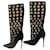 Christian Louboutin Black Suede Apollo Boots gold eyelets embellished  ref.492476