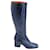Marni Square-Toe Boots in Metallic Blue Leather  ref.494390