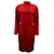 Oscar De La Renta Vestido midi manga longa abotoado em lã vermelha Vermelho  ref.494415