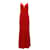 Calvin Klein Vestido Longo Decote V em Poliéster Vermelho  ref.494425