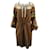 Etro Printed Long Sleeve Knee Length Dress in Brown Cotton  ref.494437