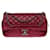 Timeless Bonito bolso de mano Chanel Classic Flap bag en cuero caviar acolchado rojo metalizado, moldura de metal rutenio Roja  ref.495292