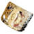 Bracelet Manchette Guerrier Chanel Or CC Cuir Doré  ref.496240