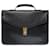 Elegant vintage Chanel Briefcase in black grained leather, garniture en métal doré  ref.496529