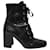 Prada Lug Sole Lace Up Ankle Boots in Black Leather  ref.499382