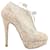 Charlotte Olympia Minerva Lace Platform Booties in Ivory Leather White Cream  ref.499409