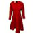 Marni Flared Hem Long Sleeved Dress in Red Silk  ref.499422